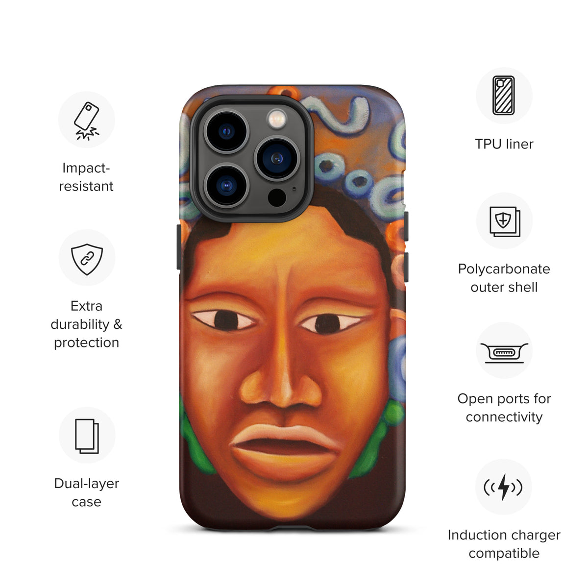 Tough Case for iPhone featuring Mayan Face artwork and protective design